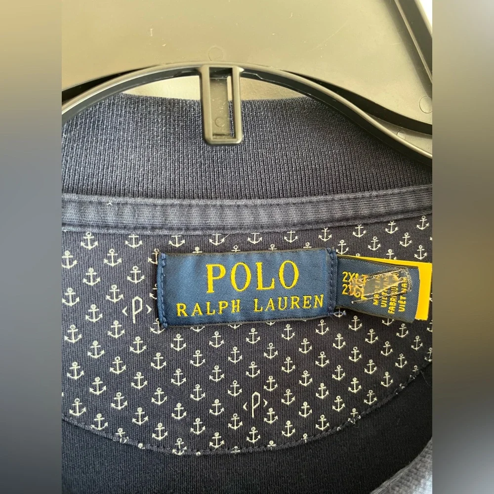 Polo Ralph Lauren Shirt Men Polo 2XLT Blue Anchor Allover Print Nautical Preppy‎